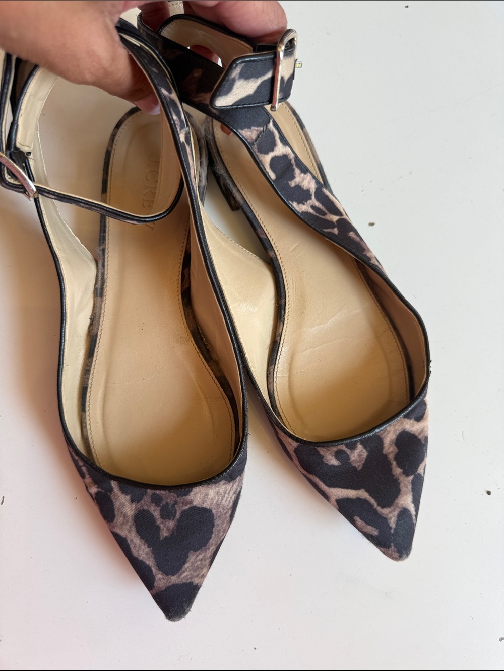Jcrew animal print ankle wrapped flat 7.5